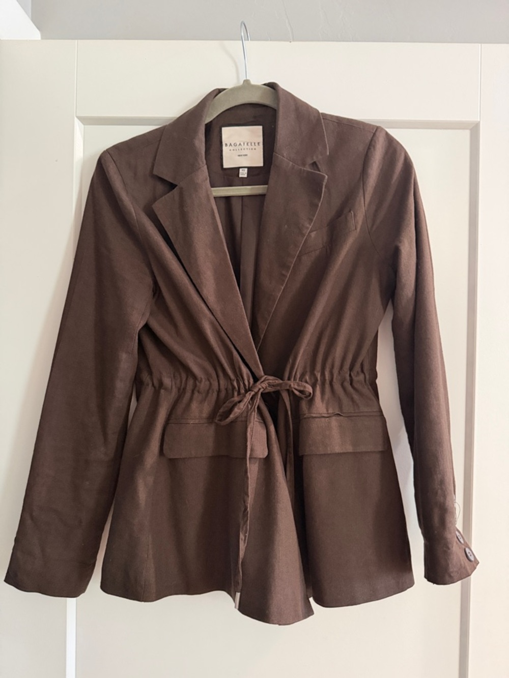 bagatelle Brown Drawstring-Waist Blazer Jacket